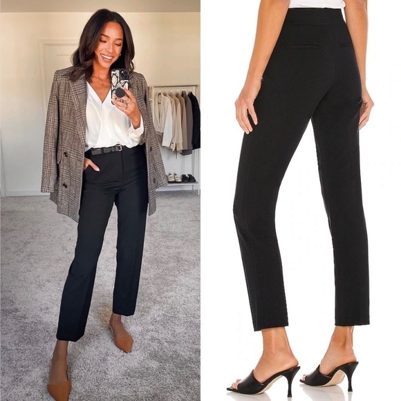 NWT ATM Cotton Twill Mid Rise Flat Front Slim Straight Leg Ankle Crop Trouser 4 - Picture 3 of 7